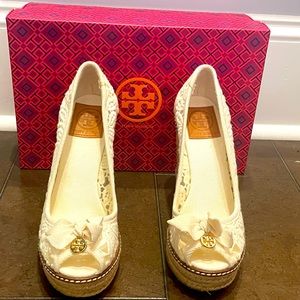 Tory Burch Jackie wedge espadrille ivory crochet